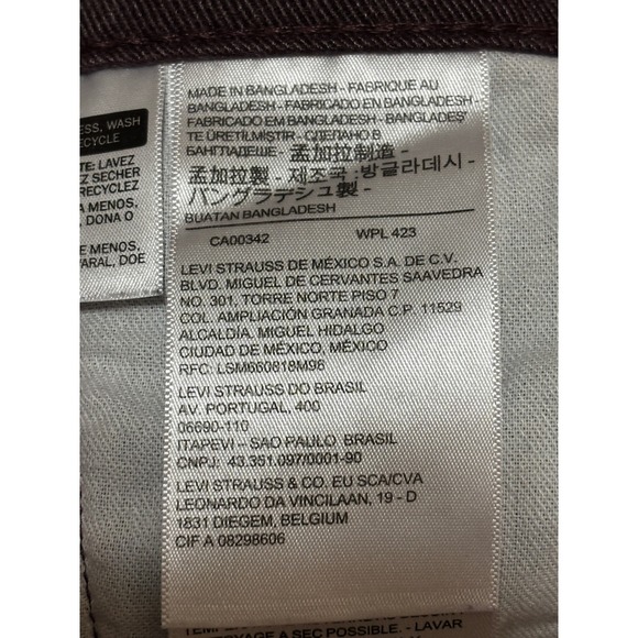 Levis 511 Slim Fit Jeans Mens 32x30 Burgundy Maroon Stretch Denim Pants - Picture 7 of 10